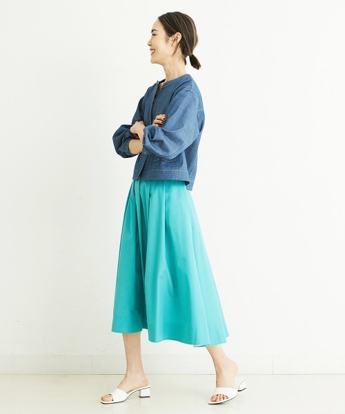 MICHEL KLEIN（ミッシェル・クラン）の「[セットアップ対応/洗える]デニムライクショートブルゾン（デニムジャケット・レディース・ネイビー・38）」の3枚目の写真