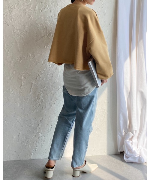 She's Closet（シーズクローゼット）の「編み上げレースアップリボン裏毛ショート丈長袖プルオーバースウェット（スウェット・レディース・アイボリー/オートミール/キャメル・FREE）」の9枚目の写真