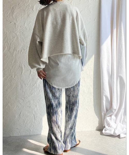 She's Closet（シーズクローゼット）の「編み上げレースアップリボン裏毛ショート丈長袖プルオーバースウェット（スウェット・レディース・アイボリー/オートミール/キャメル・FREE）」の16枚目の写真