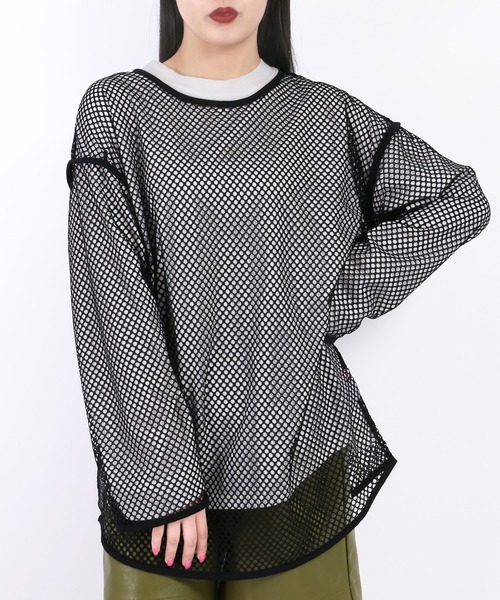 WC（ダブル シー）の「カラーメッシュビッグロンT（Tシャツ/カットソー・レディース・ホワイト/ブラック/ピンク・FREE）」の9枚目の写真