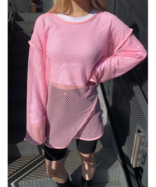 WC（ダブル シー）の「カラーメッシュビッグロンT（Tシャツ/カットソー・レディース・ホワイト/ブラック/ピンク・FREE）」の19枚目の写真