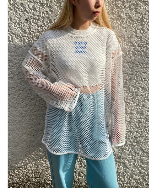 WC（ダブル シー）の「カラーメッシュビッグロンT（Tシャツ/カットソー・レディース・ホワイト/ブラック/ピンク・FREE）」の4枚目の写真