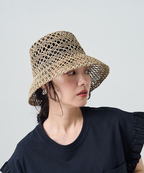 FREAK'S STORE（フリークスストア）の「CONTROL FREAK/コントロールフリーク 透かしバケットハット（ハット・レディース・ブラック/ナチュラル・ONE SIZE）」の9枚目の写真