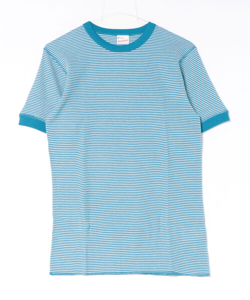 Healthknit（ヘルスニット）の「Healthknit（ヘルスニット）クルーネック ワッフル半袖Tシャツ/ユニセックス/無地・ボーダーリンガーT/1P/パックT（Tシャツ/カットソー・レディース・ブルー系その他/ブラック/ブラック×ホワイト/ネイビー×ホワイト/オフホワイト/レッド系その他/グレー/グレー系その他/ブラウン系その他/グリーン系その他/イエロー系その他/ピンク/ブルー系その他2・L/XL/M）」の10枚目の写真