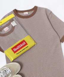 Healthknit(ヘルスニット)クルーネック ワッフル半袖Tシャツ/ユニセックス/無地・ボーダーリンガーT/1P/パックT