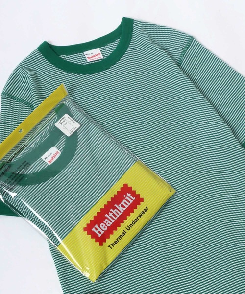 Healthknit（ヘルスニット）の「Healthknit（ヘルスニット）クルーネック ワッフル半袖Tシャツ/ユニセックス/無地・ボーダーリンガーT/1P/パックT（Tシャツ/カットソー・レディース・ブルー系その他/ブラック/ブラック×ホワイト/ネイビー×ホワイト/オフホワイト/レッド系その他/グレー/グレー系その他/ブラウン系その他/グリーン系その他/イエロー系その他/ピンク・L/XL/M）」の7枚目の写真