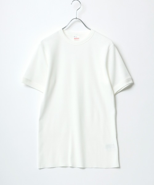 Healthknit（ヘルスニット）の「Healthknit（ヘルスニット）クルーネック ワッフル半袖Tシャツ/ユニセックス/無地・ボーダーリンガーT/1P/パックT（Tシャツ/カットソー・レディース・ブルー系その他/ブラック/ブラック×ホワイト/ネイビー×ホワイト/オフホワイト/レッド系その他/グレー/グレー系その他/ブラウン系その他/グリーン系その他/イエロー系その他/ピンク・L/XL/M）」の13枚目の写真