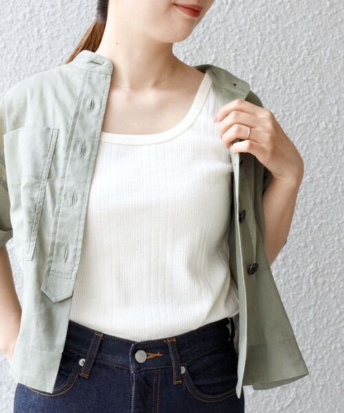 SHIPS(シップス)の「コットンテレコタンクトップ◇(タンクトップ・レディース・ブラック/オフホワイト/グリーン・ONE SIZE)」の14枚目の写真