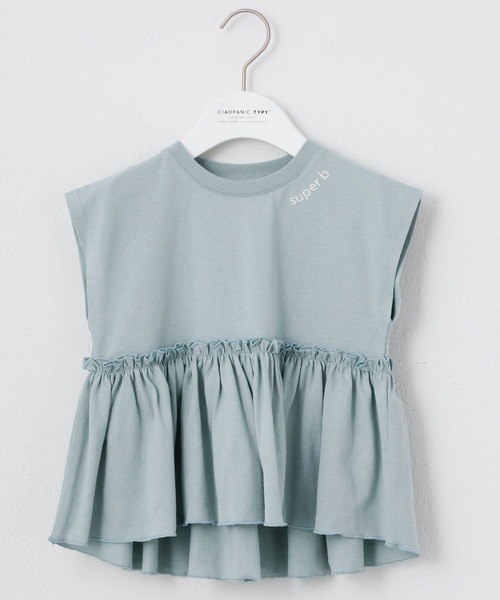 CIAOPANIC TYPY(チャオパニックティピー)の「【KIDS】ギャザーノースリーブ刺繍Tee(Tシャツ/カットソー・キッズ・チャコールグレー/サックスブルー/アイボリー・SMALL/MEDIUM/LARGE/X-LARGE/XX-LARGE)」の9枚目の写真