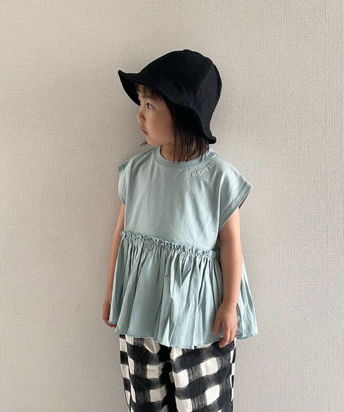 CIAOPANIC TYPY(チャオパニックティピー)の「【KIDS】ギャザーノースリーブ刺繍Tee(Tシャツ/カットソー・キッズ・チャコールグレー/サックスブルー/アイボリー・SMALL/MEDIUM/LARGE/X-LARGE/XX-LARGE)」の20枚目の写真