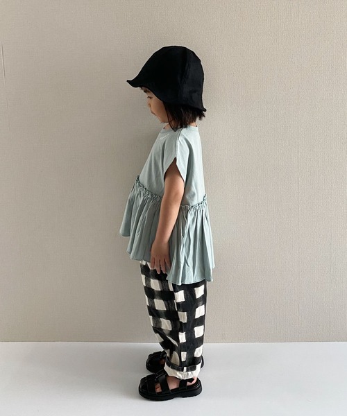 CIAOPANIC TYPY(チャオパニックティピー)の「【KIDS】ギャザーノースリーブ刺繍Tee(Tシャツ/カットソー・キッズ・チャコールグレー/サックスブルー/アイボリー・SMALL/MEDIUM/LARGE/X-LARGE/XX-LARGE)」の18枚目の写真