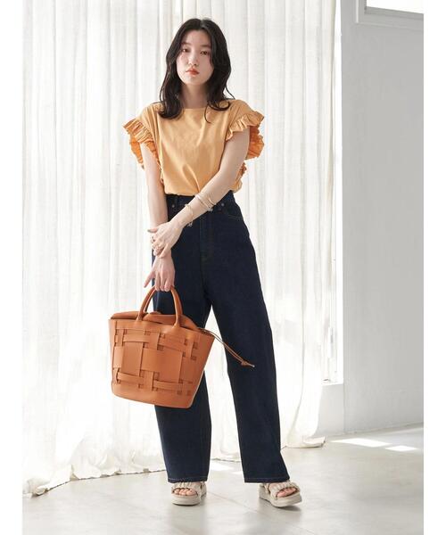 earth music&ecology（アースミュージックアンドエコロジー）の「巾着付きカットワークバッグ（トートバッグ・レディース・ブラック/キャメル・FREE）」の7枚目の写真