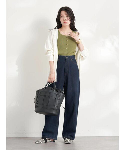 earth music&ecology（アースミュージックアンドエコロジー）の「巾着付きカットワークバッグ（トートバッグ・レディース・ブラック/キャメル・FREE）」の8枚目の写真