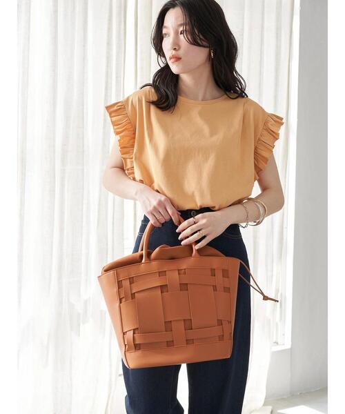 earth music&ecology（アースミュージックアンドエコロジー）の「巾着付きカットワークバッグ（トートバッグ・レディース・ブラック/キャメル・FREE）」の15枚目の写真