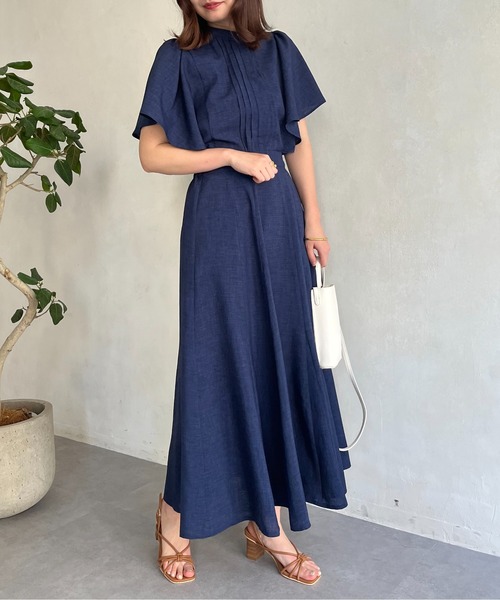 prose verse（プロズヴェール）の「タックフリルブラウス×フレアスカートセットアップ（ワンピース・レディース・ネイビー/レッド/グリーン・MEDIUM）」の4枚目の写真