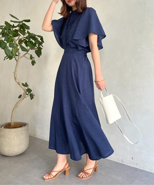 prose verse（プロズヴェール）の「タックフリルブラウス×フレアスカートセットアップ（ワンピース・レディース・ネイビー/レッド/グリーン・MEDIUM）」の7枚目の写真