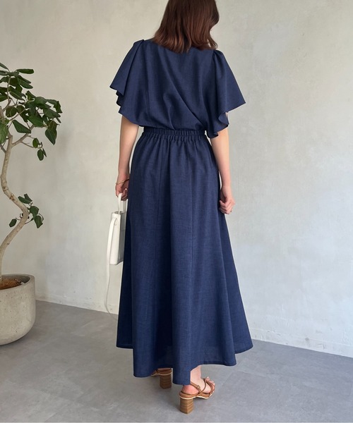 prose verse（プロズヴェール）の「タックフリルブラウス×フレアスカートセットアップ（ワンピース・レディース・ネイビー/レッド/グリーン・MEDIUM）」の8枚目の写真