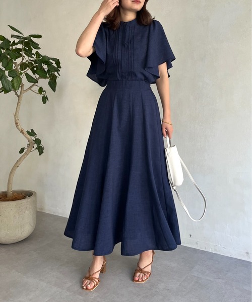 prose verse（プロズヴェール）の「タックフリルブラウス×フレアスカートセットアップ（ワンピース・レディース・ネイビー/レッド/グリーン・MEDIUM）」の10枚目の写真