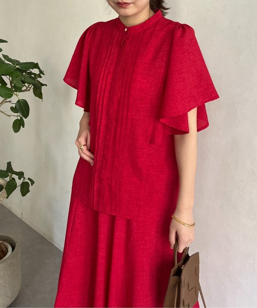 prose verse（プロズヴェール）の「タックフリルブラウス×フレアスカートセットアップ（ワンピース・レディース・ネイビー/レッド/グリーン・MEDIUM）」の16枚目の写真