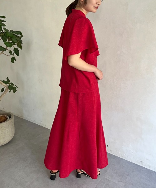 prose verse（プロズヴェール）の「タックフリルブラウス×フレアスカートセットアップ（ワンピース・レディース・ネイビー/レッド/グリーン・MEDIUM）」の21枚目の写真