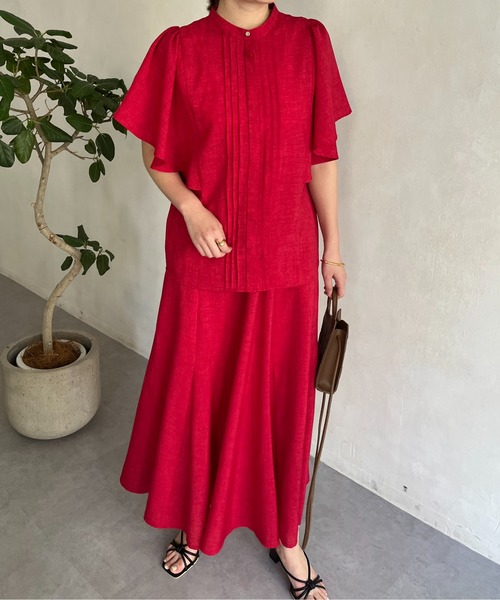 prose verse（プロズヴェール）の「タックフリルブラウス×フレアスカートセットアップ（ワンピース・レディース・ネイビー/レッド/グリーン・MEDIUM）」の22枚目の写真