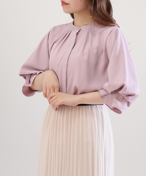 TRUDEA（トルディア）の「ボリュームスリーブブラウス（シャツ/ブラウス・レディース・アイボリー/ミント/チャコールグレー/ベージュ/ピンク/ブルーグリーン/グレー/ダークグリーン/ブラウン/ネイビー/パープル・LARGE/MEDIUM）」の11枚目の写真