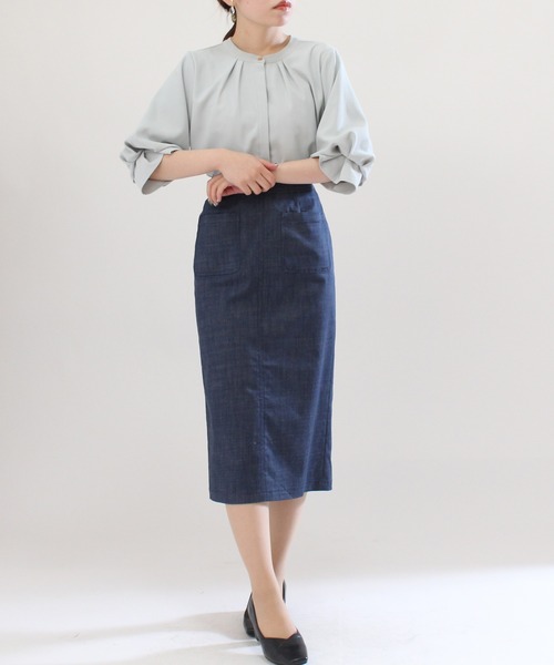 TRUDEA（トルディア）の「ボリュームスリーブブラウス（シャツ/ブラウス・レディース・アイボリー/ミント/チャコールグレー/ベージュ/ピンク/ブルーグリーン/グレー/ダークグリーン/ブラウン/ネイビー/パープル・LARGE/MEDIUM）」の22枚目の写真