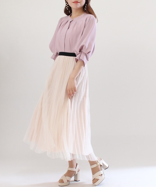 TRUDEA（トルディア）の「ボリュームスリーブブラウス（シャツ/ブラウス・レディース・アイボリー/ミント/チャコールグレー/ベージュ/ピンク/ブルーグリーン/グレー/ダークグリーン/ブラウン/ネイビー/パープル・LARGE/MEDIUM）」の17枚目の写真