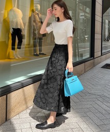 KOBE LETTUCE | シアーチェック×フラワージャガードフレアスカート(スカート)