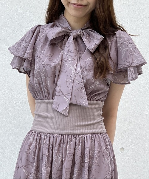NOMAE（ノーマエ）の「フレアスリーブウエストリブワンピース