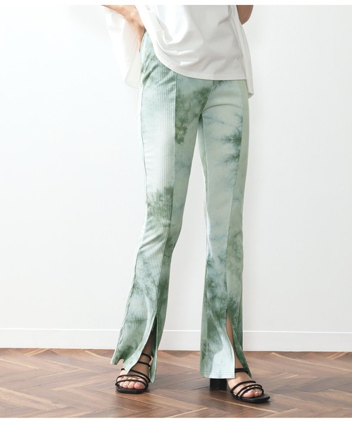 ANAP(アナップ)の「タイダイリブスリットフレアパンツ(その他パンツ・レディース・ベージュ/グリーン/ブラック・FREE)」の3枚目の写真