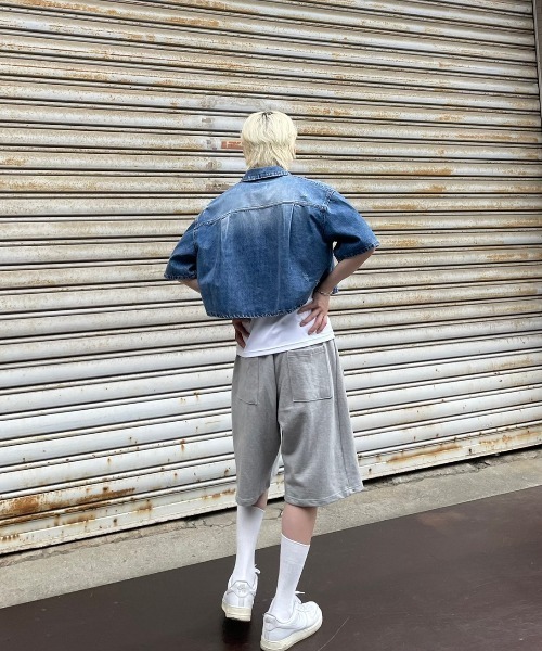 Chikashitsu +（チカシツプラス）の「【Chikashitsu +/チカシツプラス】side button sweat shorts/サイドボタン スウェットパンツ スウェット ハーフパンツ（スウェットパンツ・メンズ・ブラック/ブルー/グレー・ONE SIZE）」の6枚目の写真