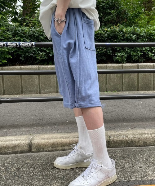 Chikashitsu +（チカシツプラス）の「【Chikashitsu +/チカシツプラス】side button sweat shorts/サイドボタン スウェットパンツ スウェット ハーフパンツ（スウェットパンツ・メンズ・ブラック/ブルー/グレー・ONE SIZE）」の18枚目の写真