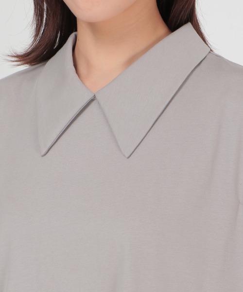 LBC（エルビーシー）の「シルケット襟デザインプルオーバー（Tシャツ/カットソー・レディース・ライトグレー/ホワイト/ブラック・M）」の11枚目の写真