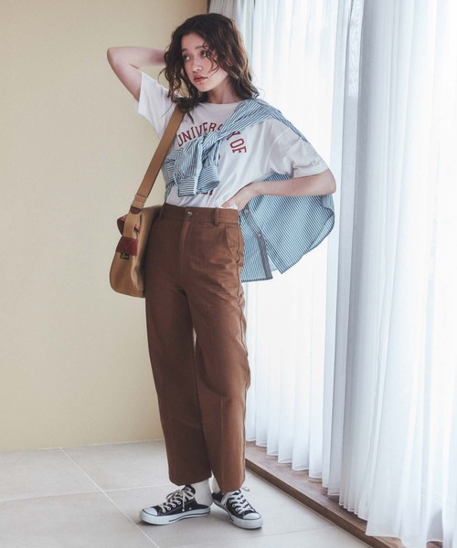 WEGO（ウィゴー）の「WEGO/チノテーパードパンツ（チノパンツ・レディース・ホワイト/ブラウン・FREE）」の9枚目の写真