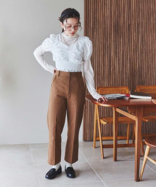 WEGO（ウィゴー）の「WEGO/チノテーパードパンツ（チノパンツ・レディース・ホワイト/ブラウン・FREE）」の12枚目の写真