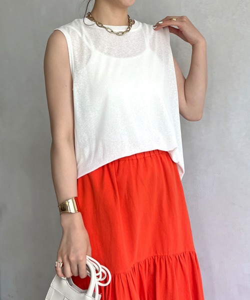 prose verse（プロズヴェール）の「シアーボックスタンクトップ（Tシャツ/カットソー・レディース・ブラック/グレー/オフホワイト/グリーン・MEDIUM）」の5枚目の写真