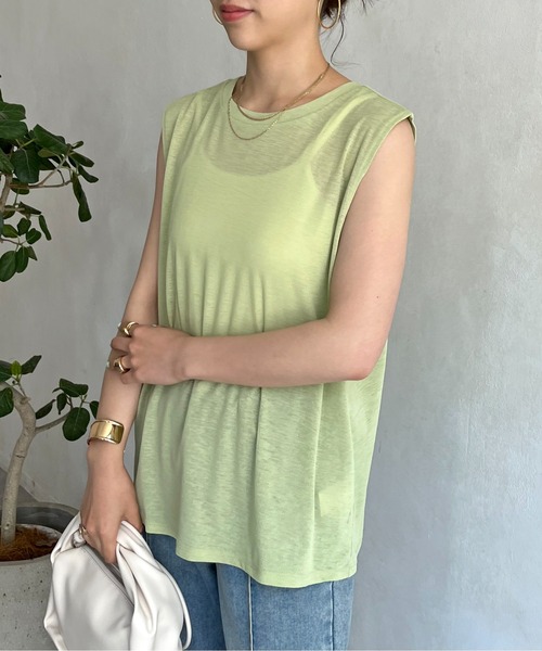 prose verse（プロズヴェール）の「シアーボックスタンクトップ（Tシャツ/カットソー・レディース・ブラック/グレー/オフホワイト/グリーン・MEDIUM）」の7枚目の写真