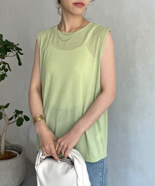 prose verse（プロズヴェール）の「シアーボックスタンクトップ（Tシャツ/カットソー・レディース・ブラック/グレー/オフホワイト/グリーン・MEDIUM）」の17枚目の写真