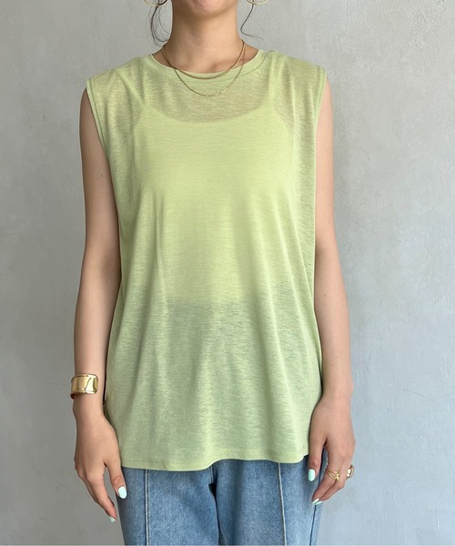 prose verse（プロズヴェール）の「シアーボックスタンクトップ（Tシャツ/カットソー・レディース・ブラック/グレー/オフホワイト/グリーン・MEDIUM）」の22枚目の写真