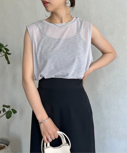 prose verse（プロズヴェール）の「シアーボックスタンクトップ（Tシャツ/カットソー・レディース・ブラック/グレー/オフホワイト/グリーン・MEDIUM）」の9枚目の写真