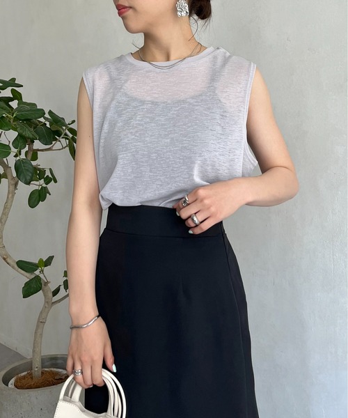 prose verse（プロズヴェール）の「シアーボックスタンクトップ（Tシャツ/カットソー・レディース・ブラック/グレー/オフホワイト/グリーン・MEDIUM）」の19枚目の写真