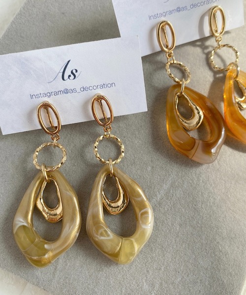 tone（トーン）の「【As】変形オーロラ　ゆらゆら　イヤリング(MA)（イヤリング・レディース・ホワイト/クリア/ゴールド/ブラウン/グリーン/ベージュ/パープル/その他2/ホワイト系2/ゴールド系その他2/ブラウン系その他2/グレー系その他2/グレー/ベージュ系2/パープル系2/グリーン系2・FREE）」の14枚目の写真