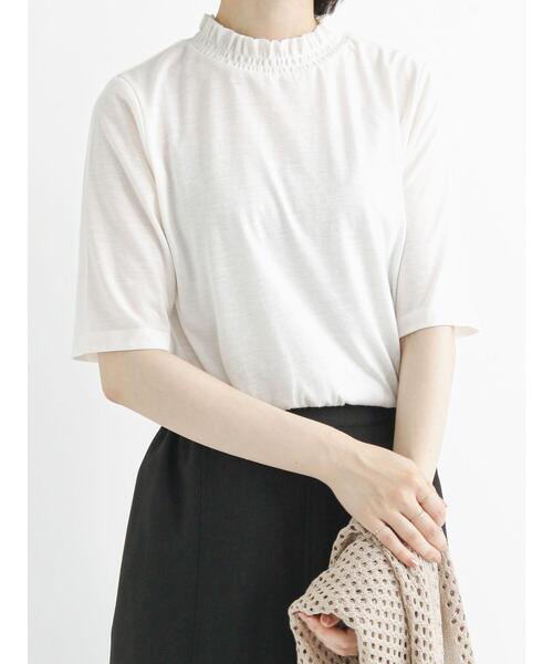 Samansa Mos2 blue(サマンサモスモスブルー)の「衿シャーリング5分袖カットソー(Tシャツ/カットソー・レディース・ブラック/モカ/キナリ・MEDIUM/LARGE)」の22枚目の写真