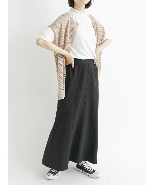 Samansa Mos2 blue(サマンサモスモスブルー)の「衿シャーリング5分袖カットソー(Tシャツ/カットソー・レディース・ブラック/モカ/キナリ・MEDIUM/LARGE)」の4枚目の写真