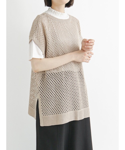 Samansa Mos2 blue(サマンサモスモスブルー)の「衿シャーリング5分袖カットソー(Tシャツ/カットソー・レディース・ブラック/モカ/キナリ・MEDIUM/LARGE)」の6枚目の写真