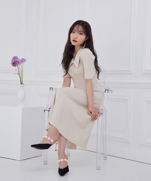 ANDGEEBEE（アンジービー）の「フレアリブワンピ（ワンピース・レディース・ベージュ/ブラック・MEDIUM）」の9枚目の写真