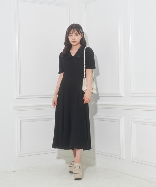 ANDGEEBEE（アンジービー）の「フレアリブワンピ（ワンピース・レディース・ベージュ/ブラック・MEDIUM）」の3枚目の写真