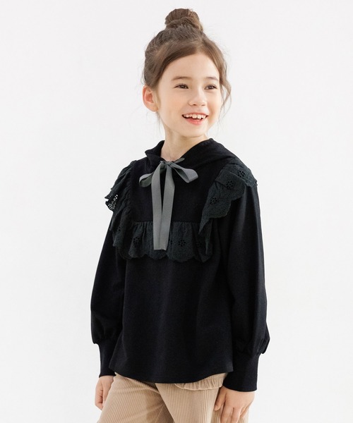 Bee des Bee（ビーデスビー）の「フリルパーカー（パーカー・キッズ・ブラック・110cm/100cm/120cm/130cm/140cm/150cm）」の4枚目の写真