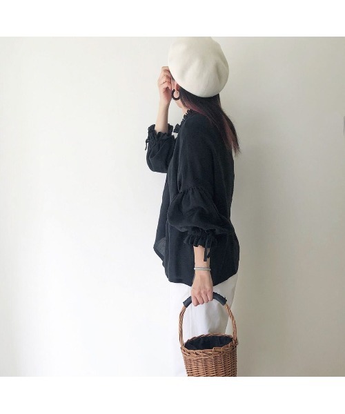 14+（イチヨンプラス）の「バスクシンプルベレー帽（ハンチング/ベレー帽・レディース・ブラック/ベージュ/パープル/オフホワイト/ミント・FREE）」の18枚目の写真